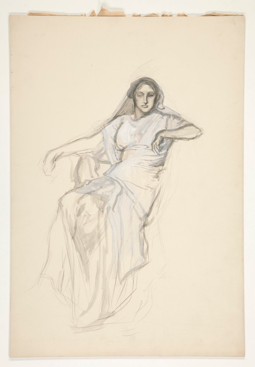 Señora sentada, boceto de una obra de Shakespeare no identificada de Edwin Austin Abbey