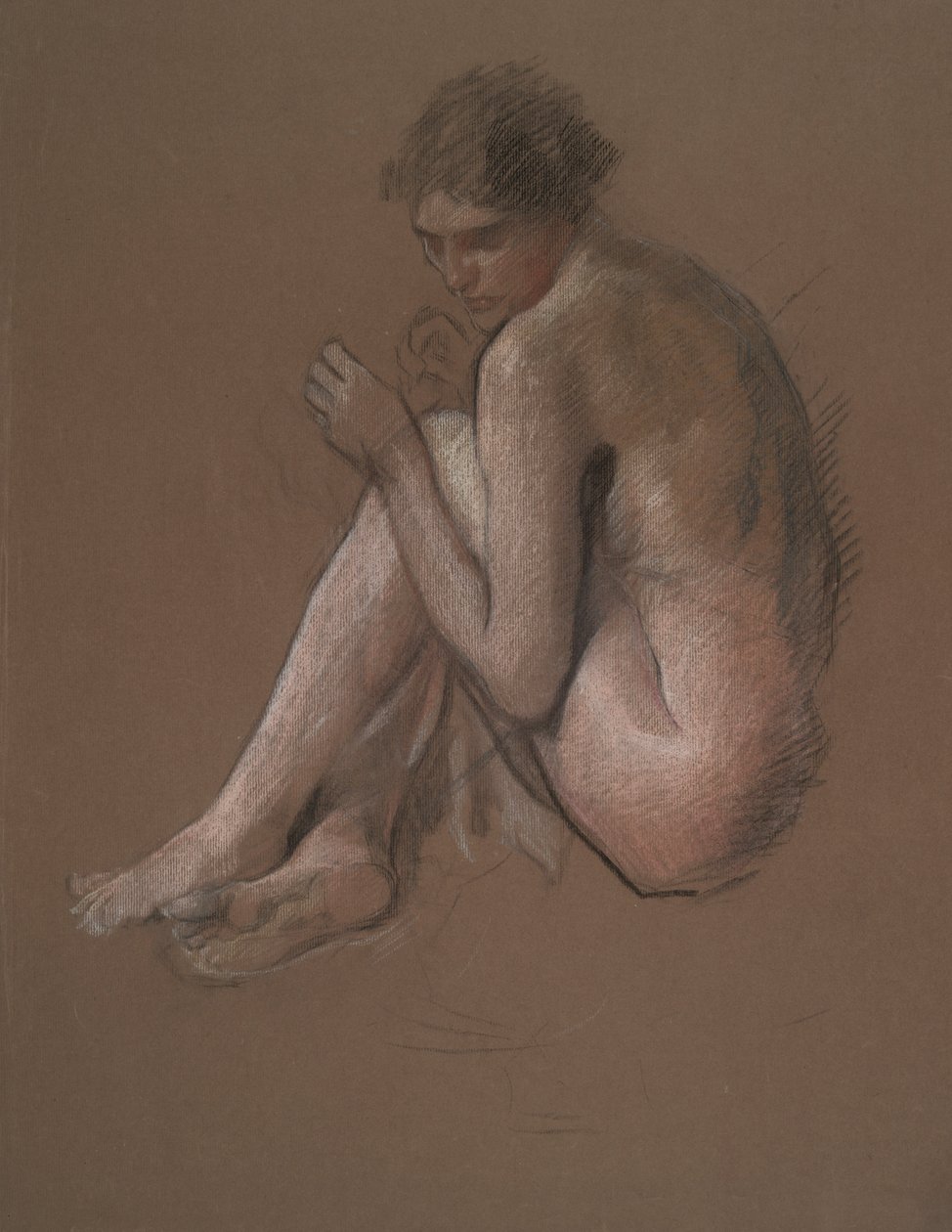 Figura femenina desnuda sentada. de Edwin Austin Abbey