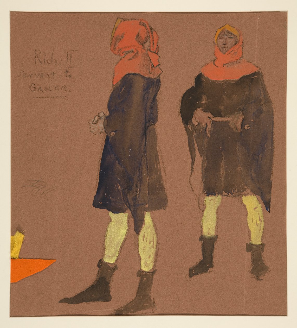 Sewart to Gaoler, boceto de vestuario para el rey Ricardo II de Edwin Austin Abbey