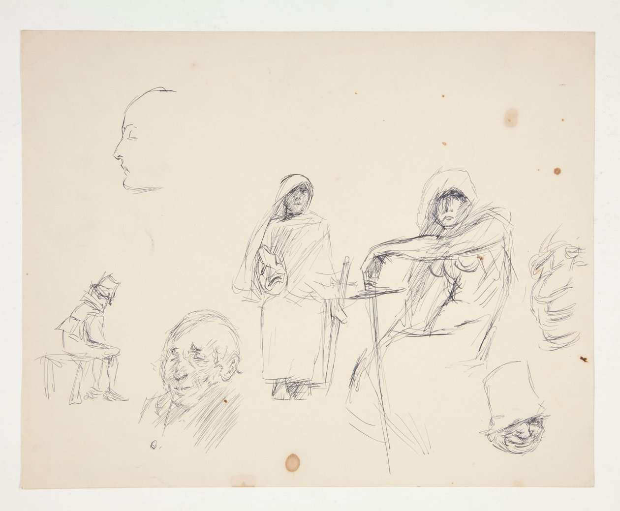 Ficha de estudios de figuras de Edwin Austin Abbey