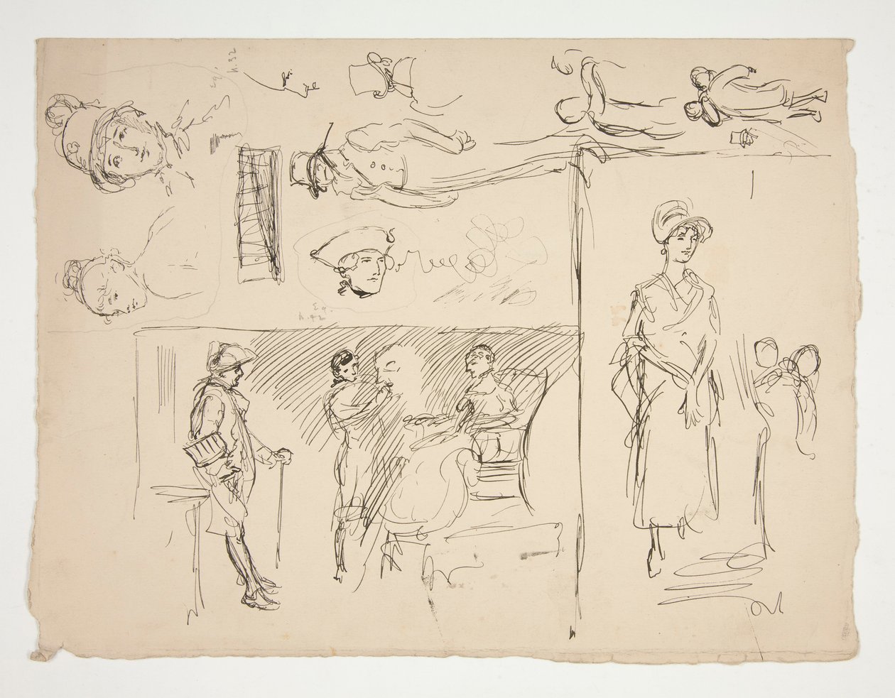 Ficha de estudios de figuras de Edwin Austin Abbey
