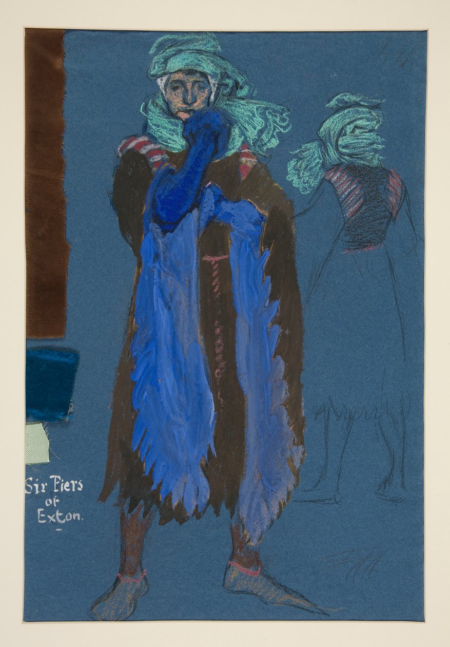 Six Piers of Exton, boceto de vestuario para Henry Irving de Edwin Austin Abbey
