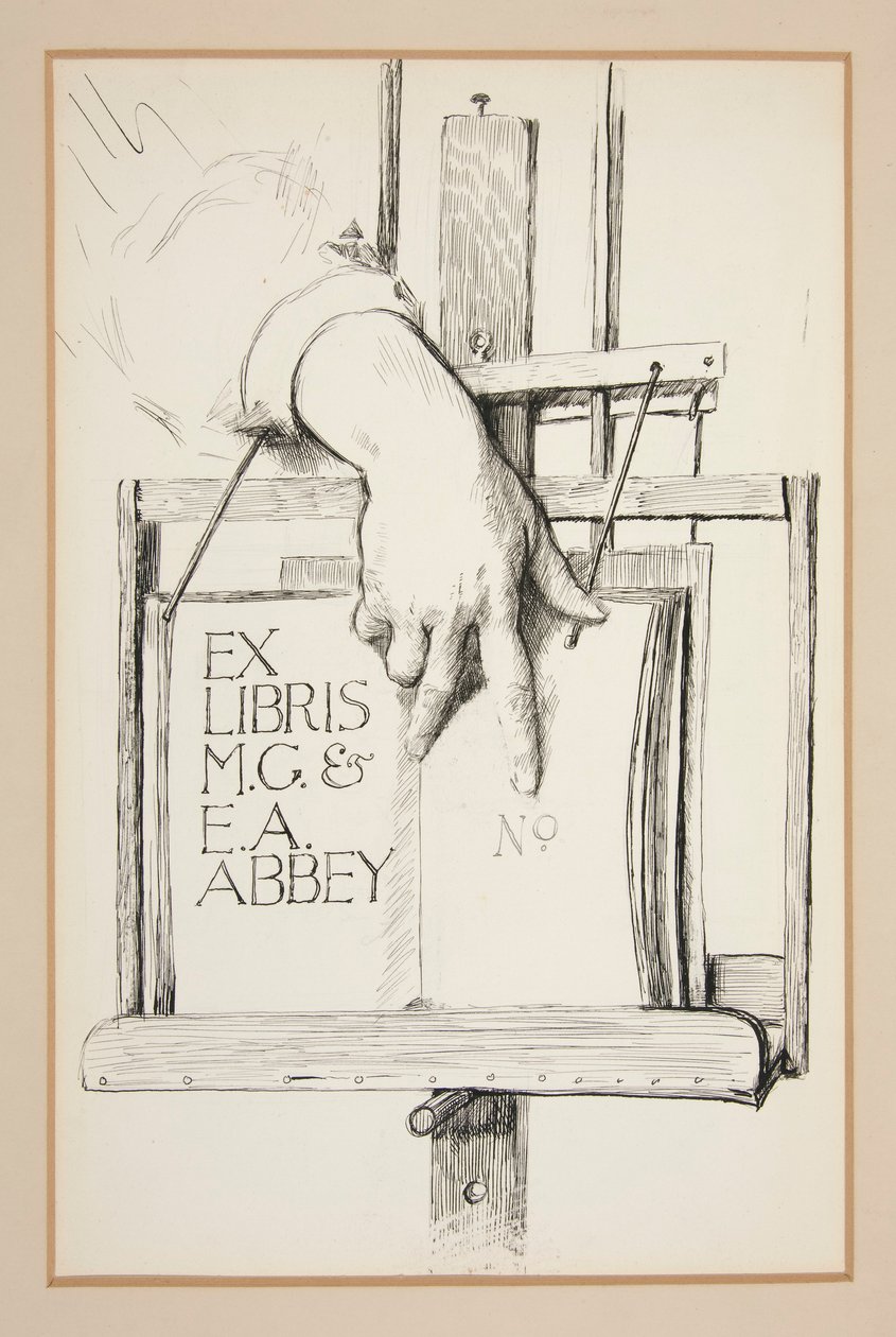 Boceto para Ex Libris: M.G. y E.A. Abadía de Edwin Austin Abbey