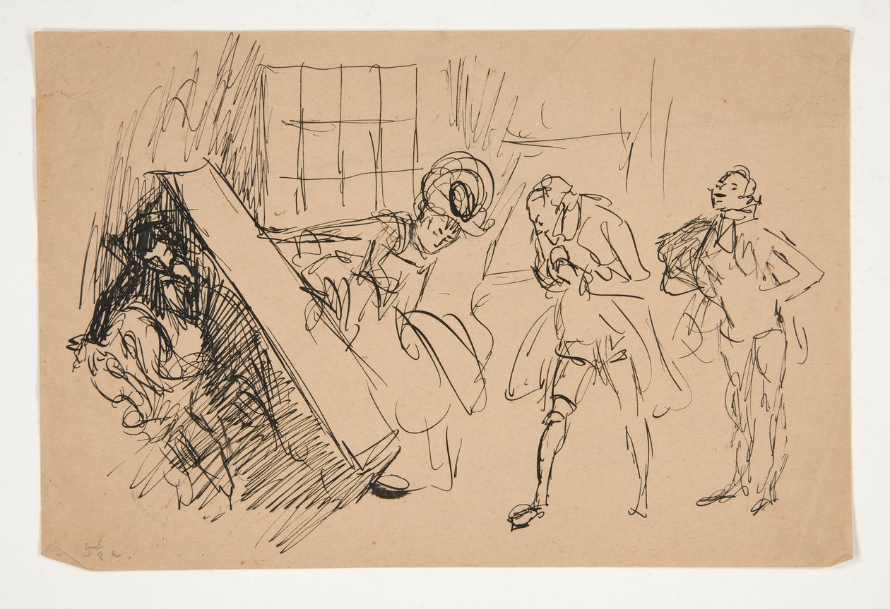 Boceto para School for Scandal, ilustración para Scribner de Edwin Austin Abbey