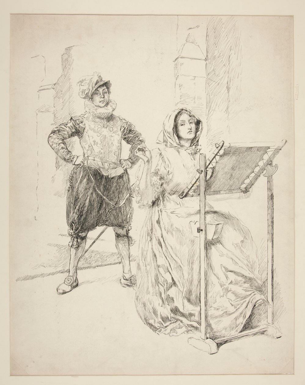 Boceto para La canción del narciso de Edwin Austin Abbey
