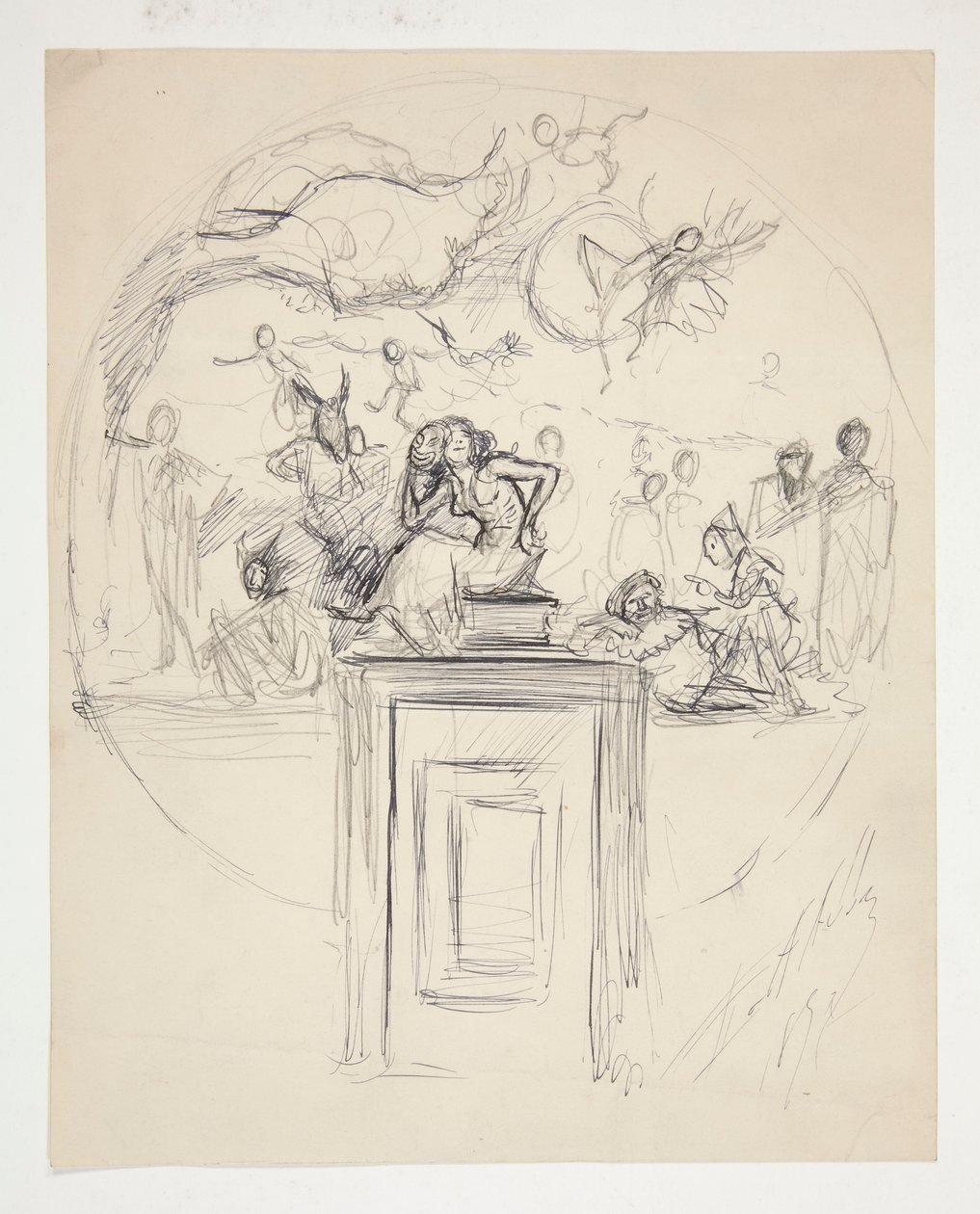 Boceto para un mural sobre la jamba de una puerta - no identificado de Edwin Austin Abbey