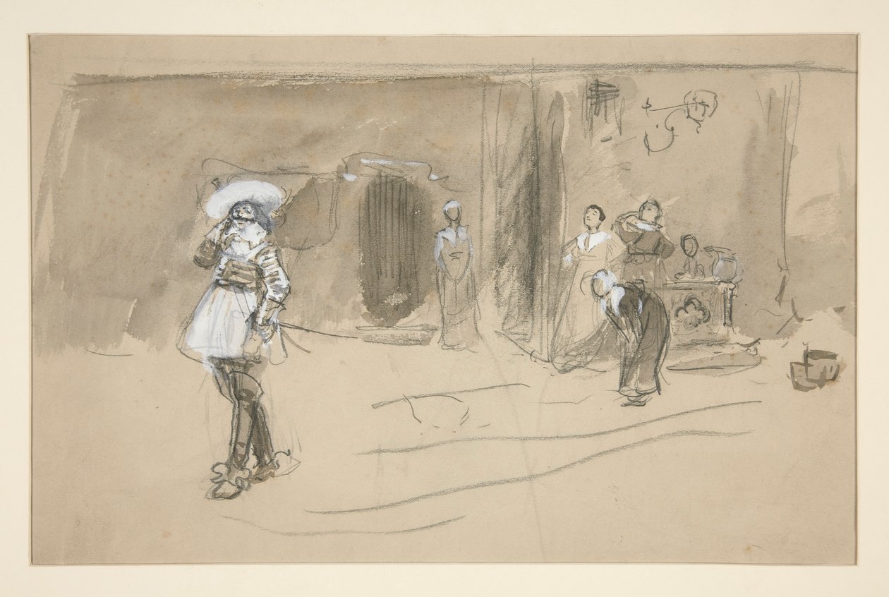 Boceto para una ilustración de Selecciones de la poesía de Robert Herrick (libro publicado por Harper en 1882, publicado anteriormente en Harper de Edwin Austin Abbey