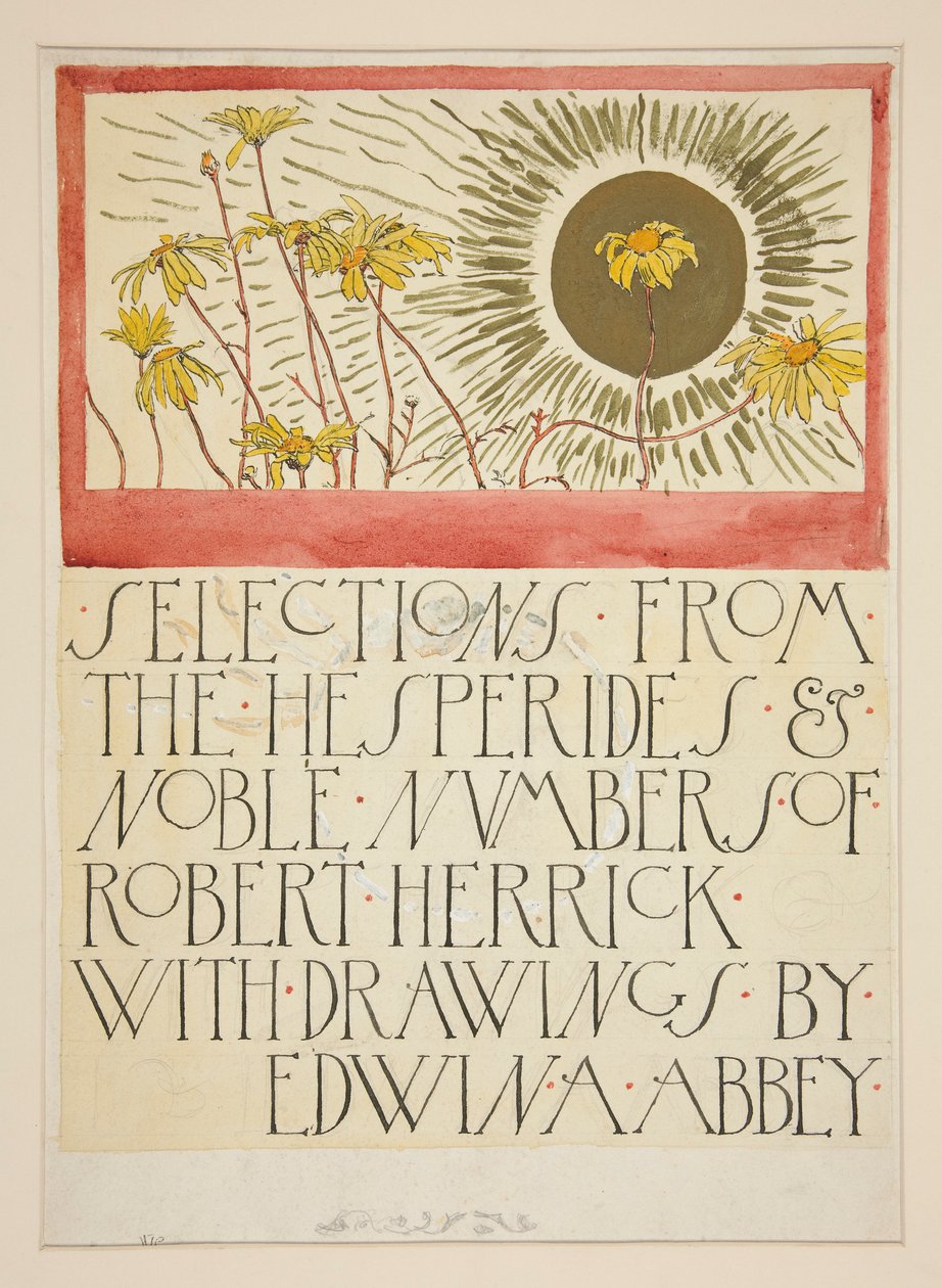 Boceto para una ilustración de Selecciones de la poesía de Robert Herrick (libro publicado por Harper en 1882, publicado anteriormente en Harper de Edwin Austin Abbey