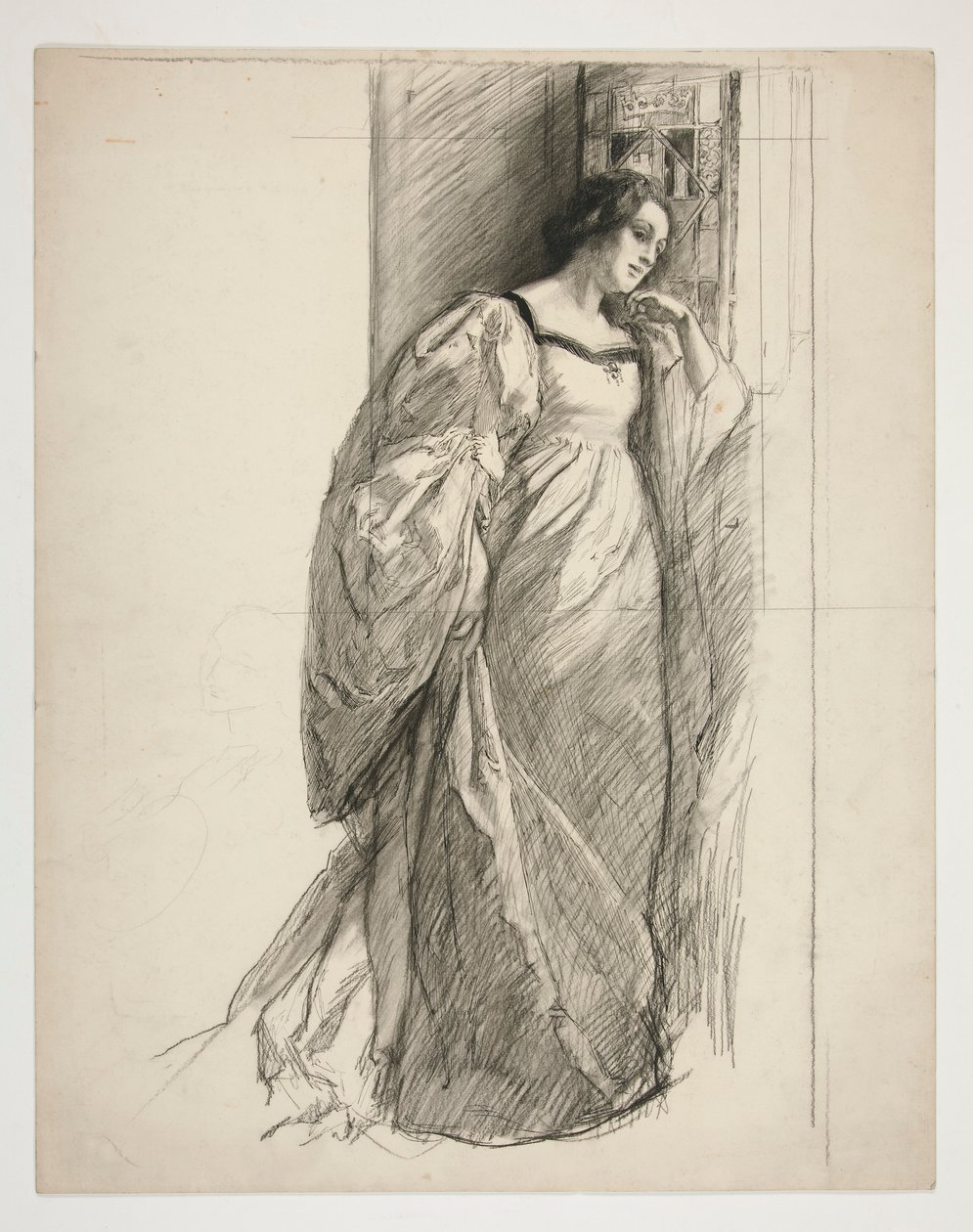 Bosquejo de una dama, ilustración para de Edwin Austin Abbey