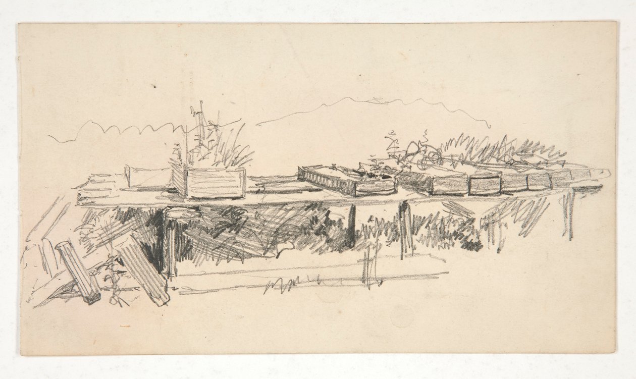 Boceto de una cornisa con jardineras de Edwin Austin Abbey