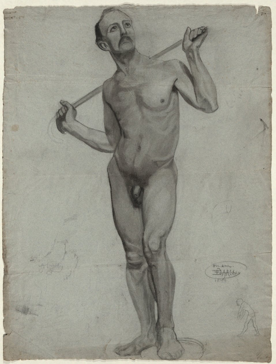 Boceto de un desnudo masculino (dibujo de estudio) de Edwin Austin Abbey