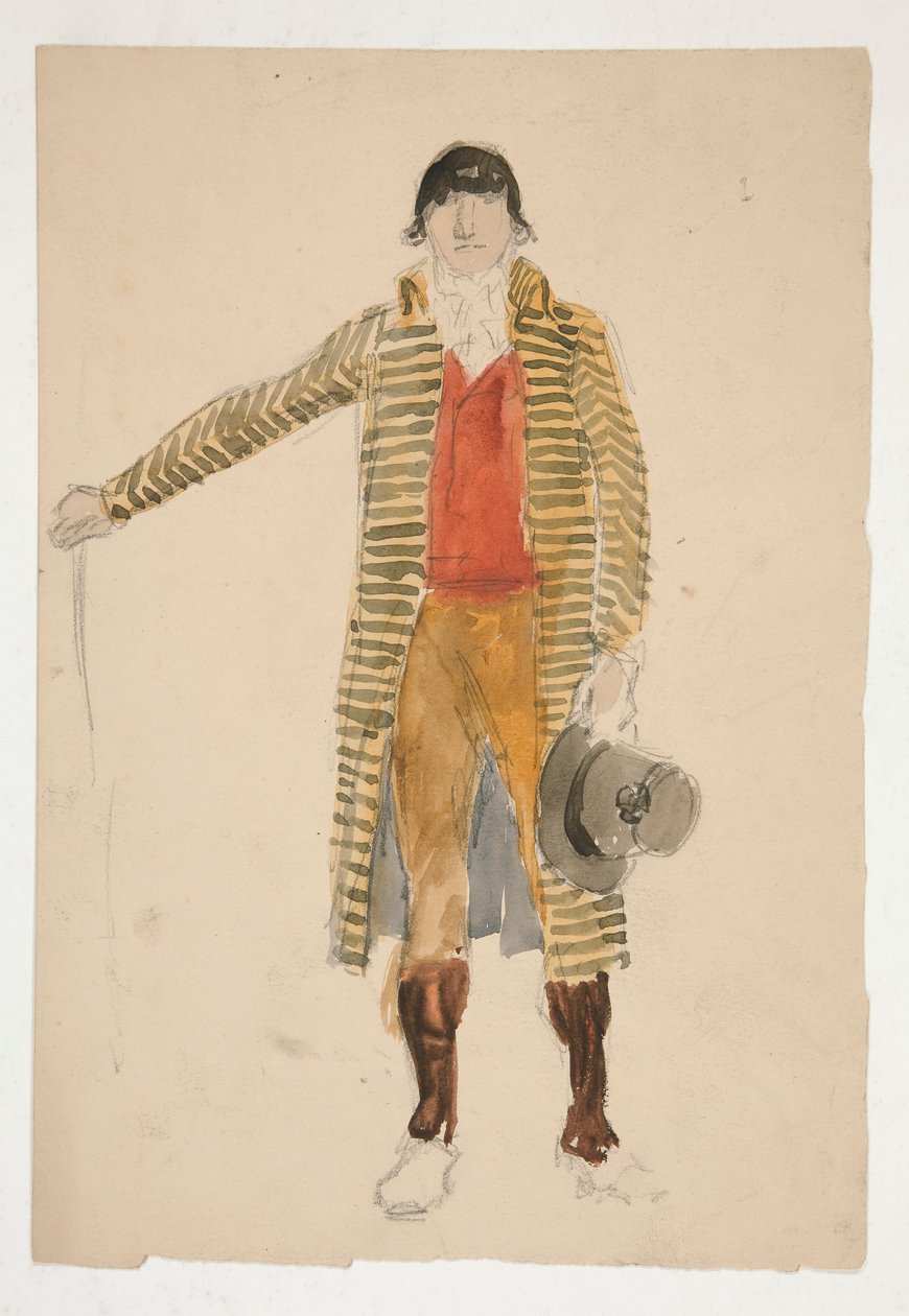 Boceto de un hombre - estudio de vestuario para La Tosca(?) de Edwin Austin Abbey