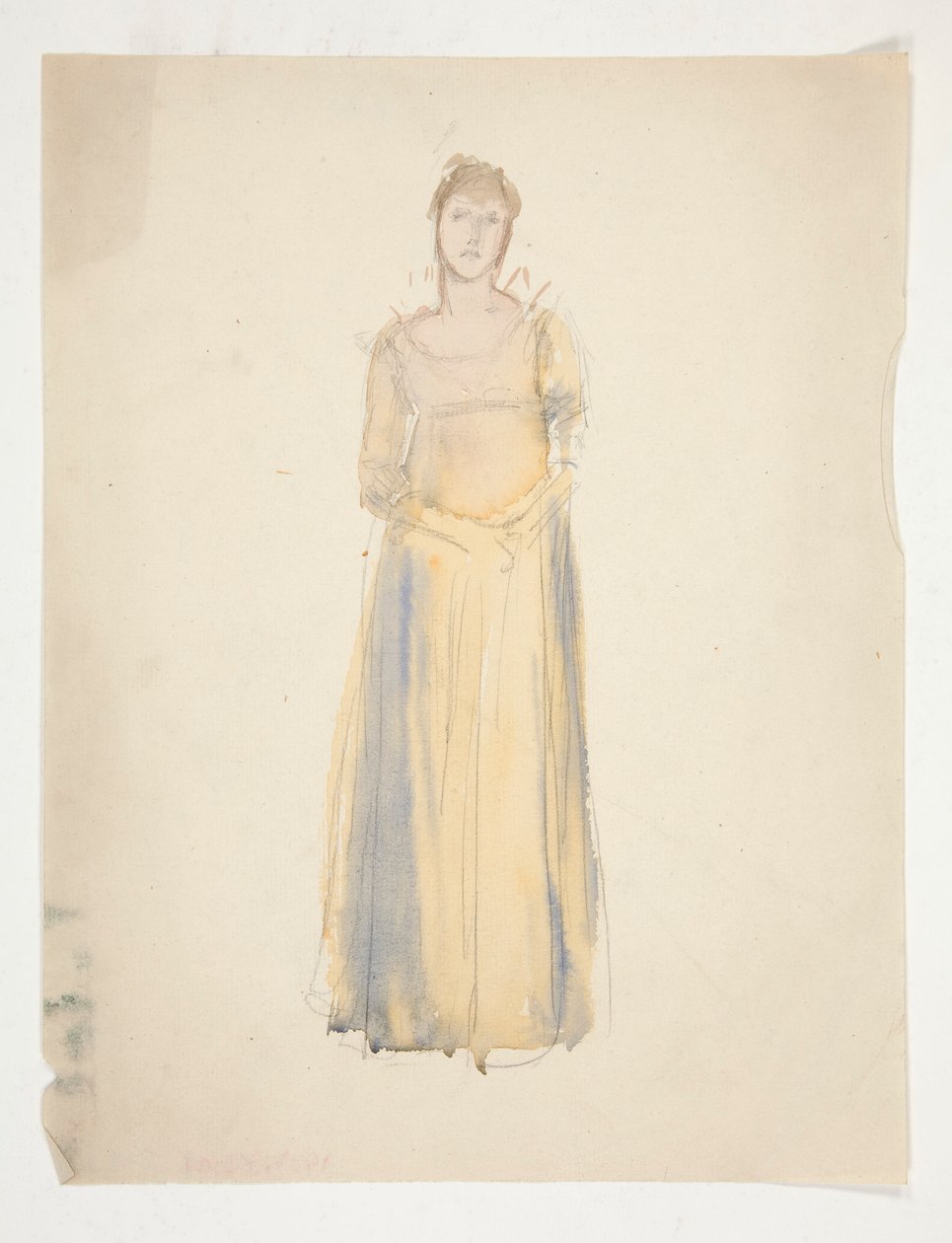 Boceto de una mujer (vestida de amarillo): ¿estudio de vestuario para una obra de teatro? de Edwin Austin Abbey