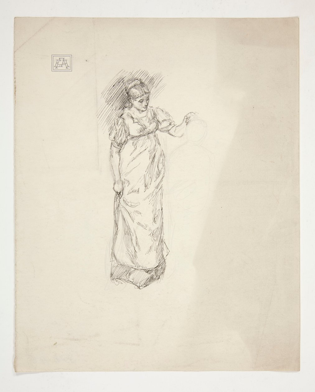 Bosquejo de una mujer - ilustración no identificada de Edwin Austin Abbey