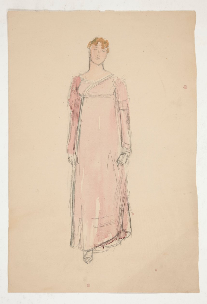 Boceto de una mujer de rosa: ¿estudio de vestuario para una obra de teatro? de Edwin Austin Abbey