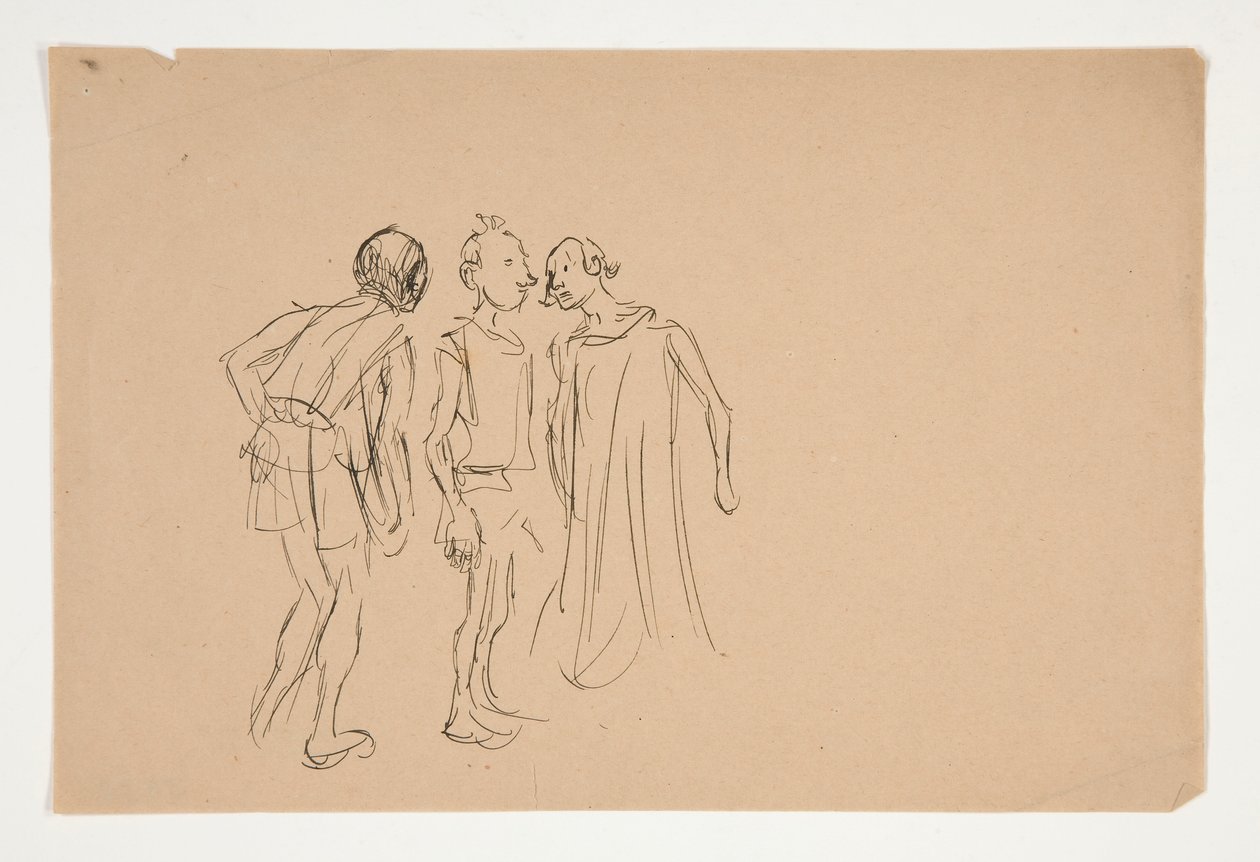Boceto de tres hombres (¿estudio para 1937.1072?), de Merchant of Venice de Edwin Austin Abbey