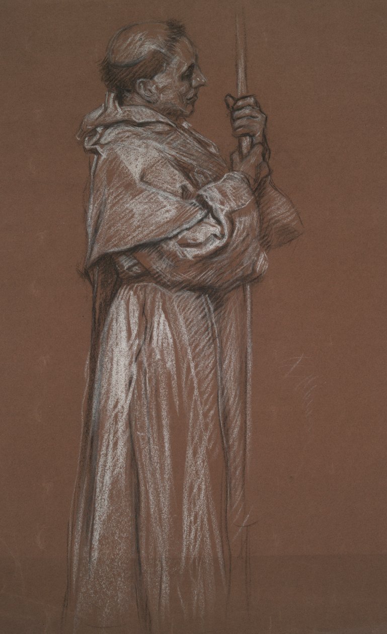 Fraile de pie, estudio para mural en el de Edwin Austin Abbey