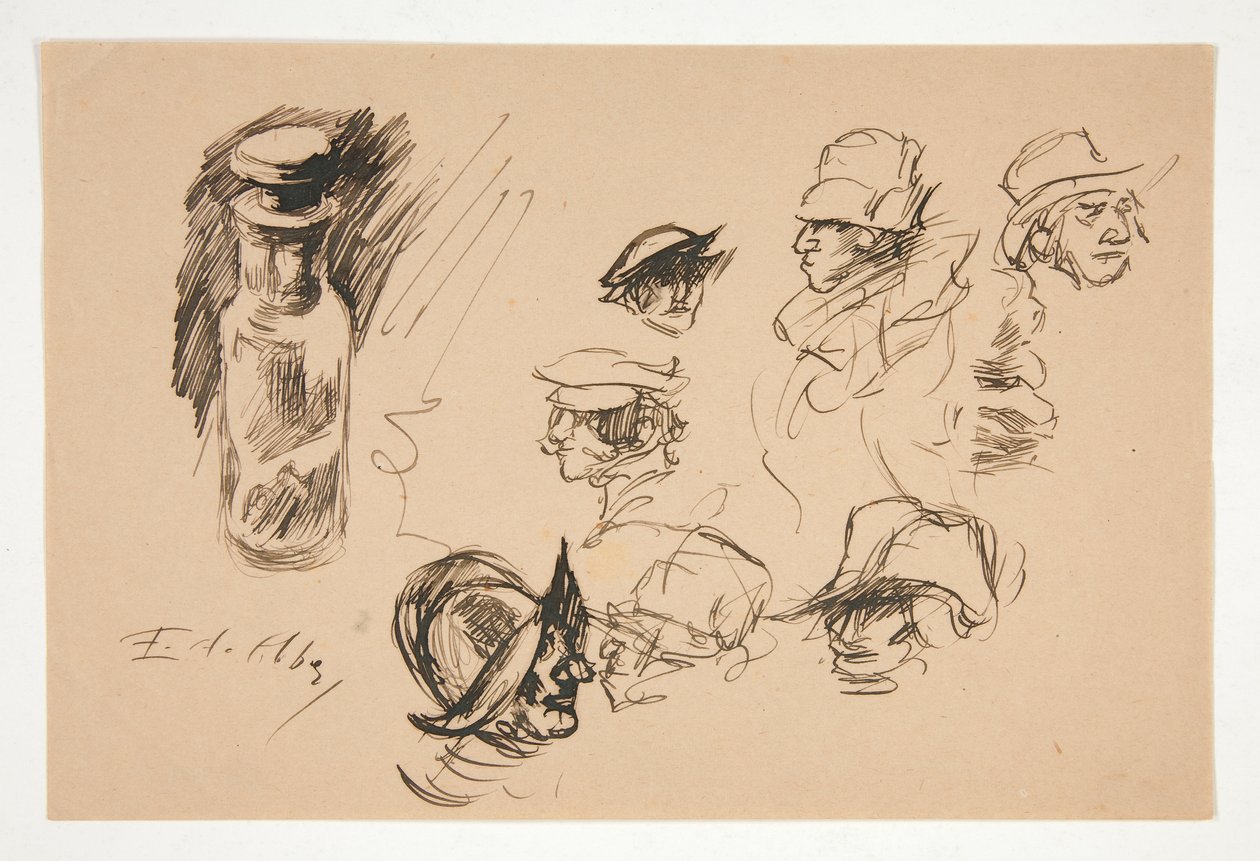 Estudios de botella y cabezas de Edwin Austin Abbey
