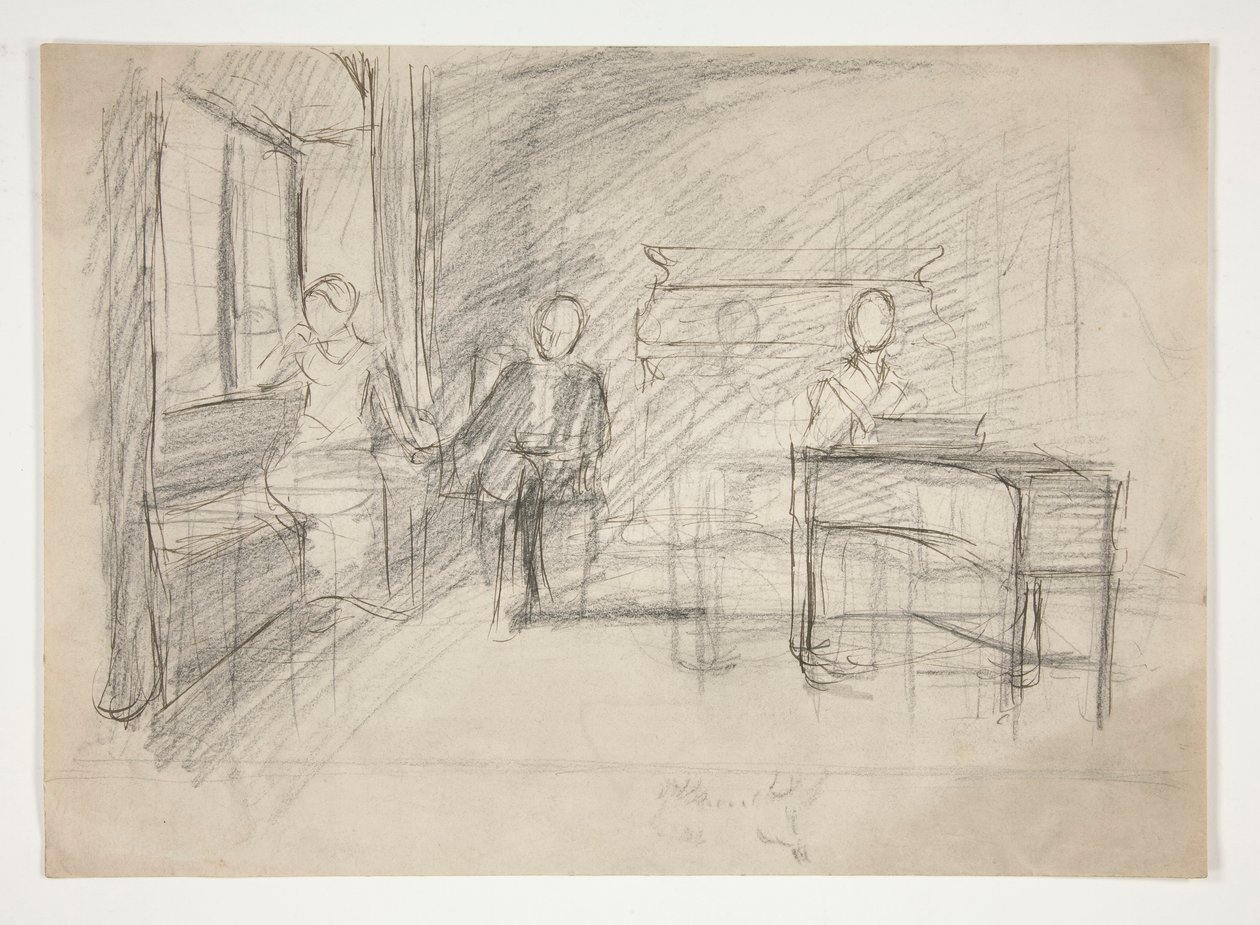 Estudio para una vieja canción (?) (acuarela) de Edwin Austin Abbey