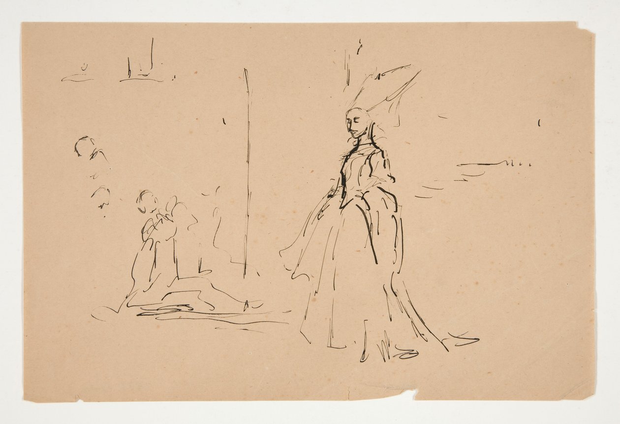 Estudio para Sacerdote y la Gran Dama (acuarela) de Edwin Austin Abbey