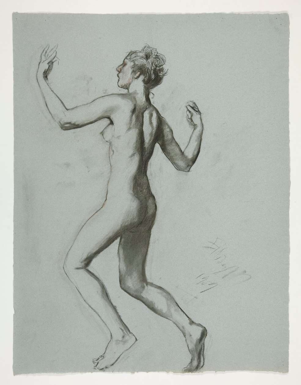 Estudio para la figura de las 10 am en de Edwin Austin Abbey