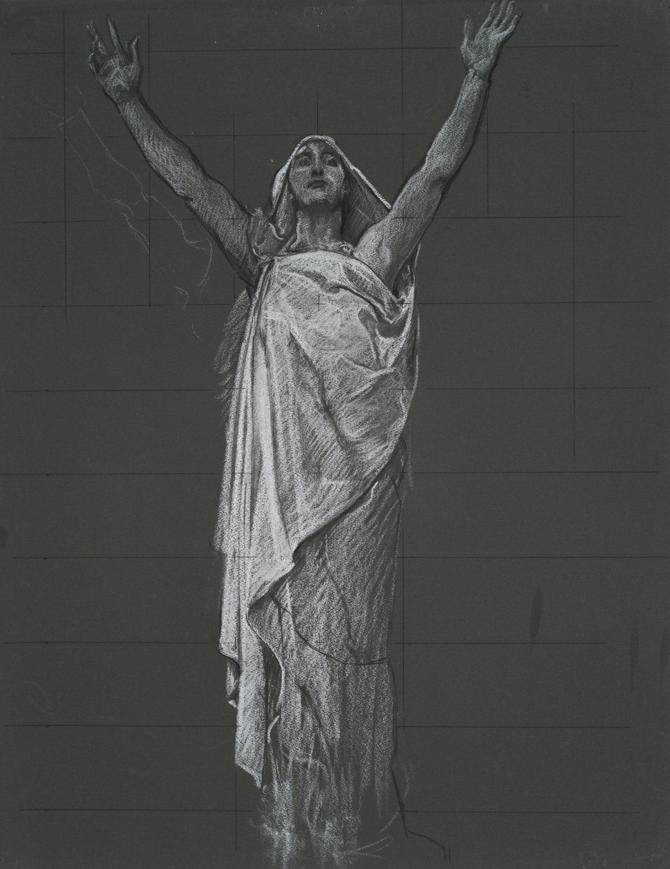 Estudio para la figura de Religión rondel en la rotonda del edificio del capitolio estatal en Harrisburg, Pensilvania, 1902-1911 de Edwin Austin Abbey