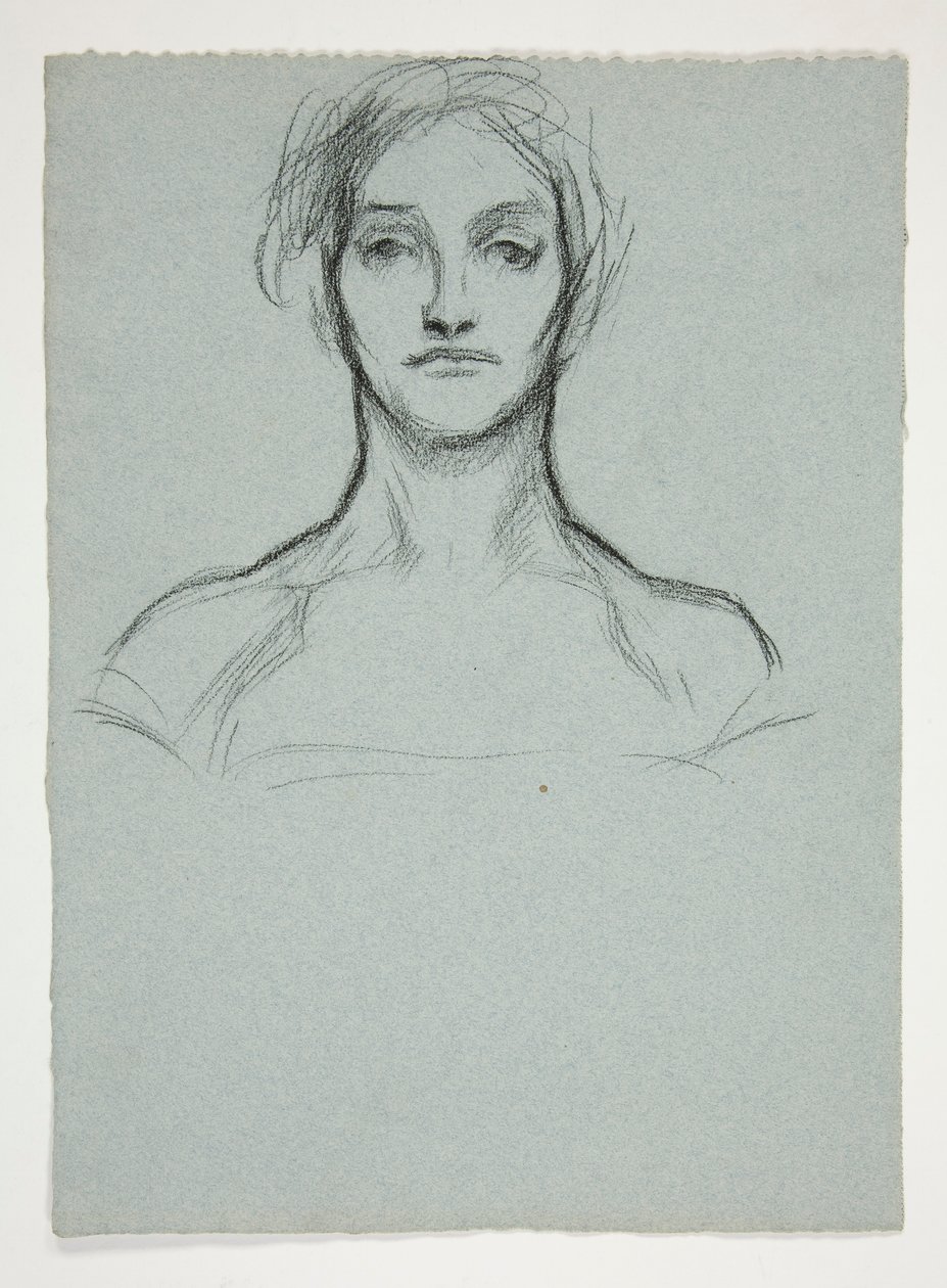 Estudio para pastel (.2228): Retrato de una mujer joven de Edwin Austin Abbey