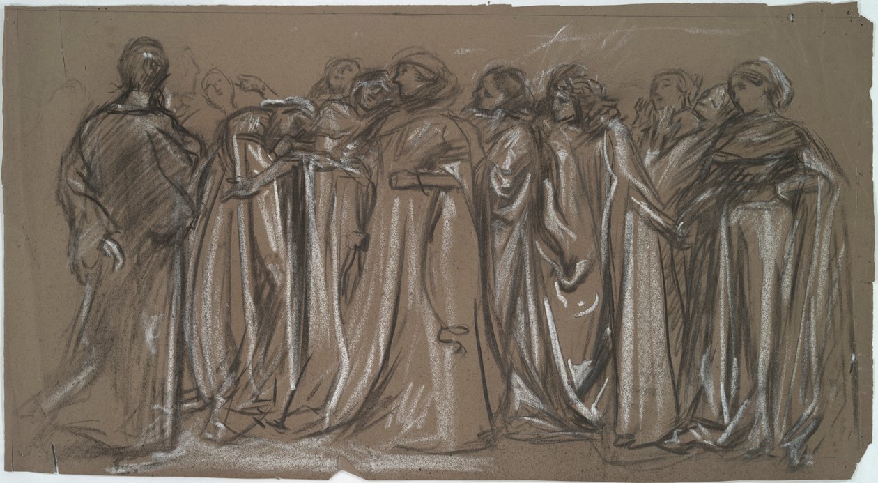 Estudio para las virtudes cautivas, figura estudio para de Edwin Austin Abbey