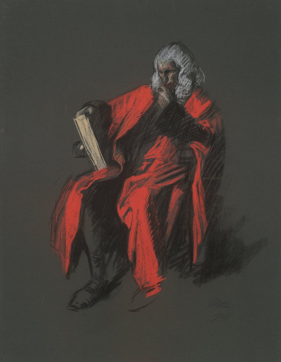 Estudio para la figura del Presidente del Tribunal Supremo Thomas McKean, en de Edwin Austin Abbey