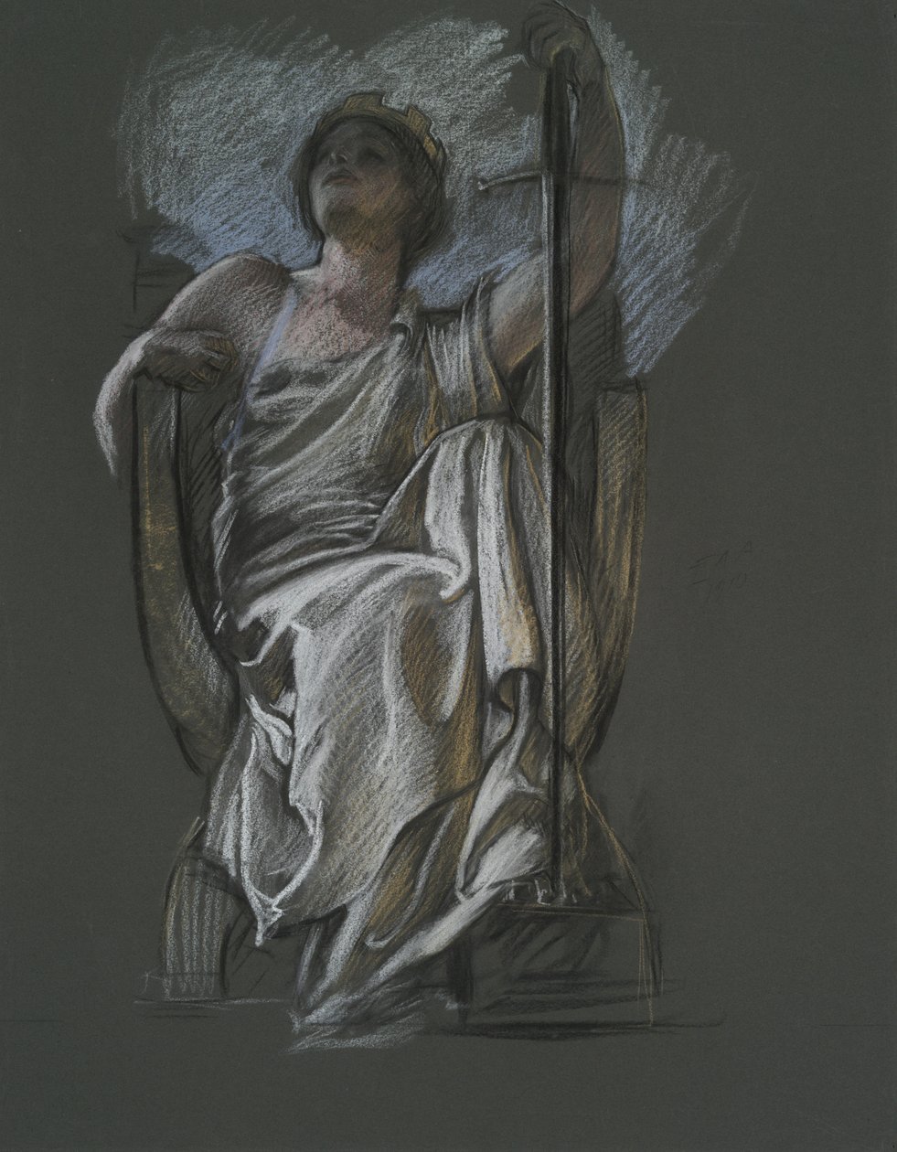 Estudio para la figura de El Genio de Pensilvania en de Edwin Austin Abbey
