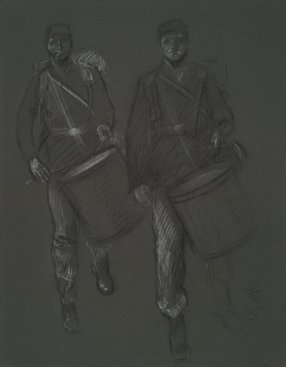 Estudio para las figuras de dos tamborileros de la Guerra Civil, en de Edwin Austin Abbey
