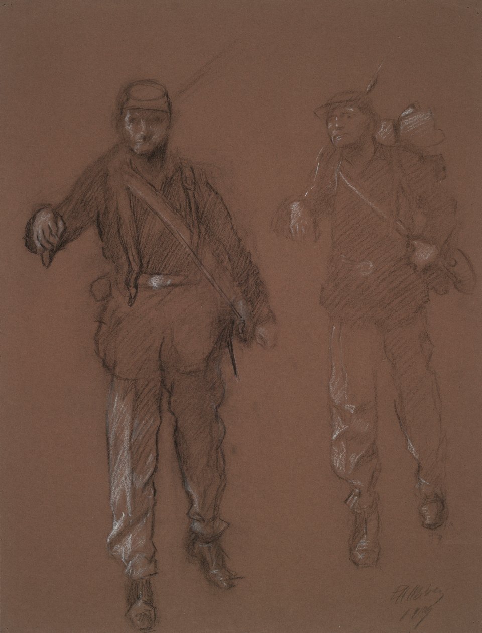 Estudio para las figuras de dos soldados de la Guerra Civil, en de Edwin Austin Abbey