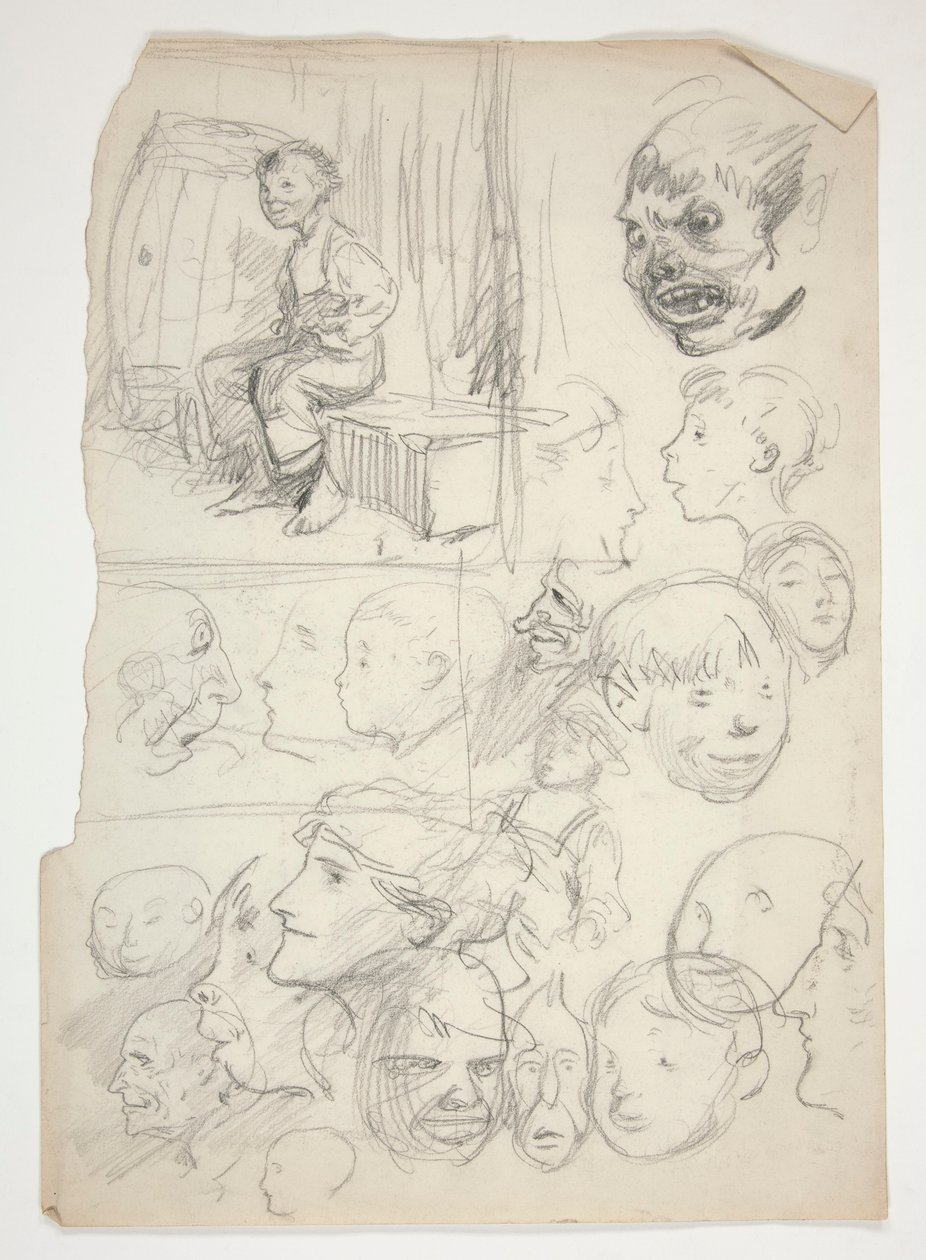 Estudio de un niño, estudio de rostros de Edwin Austin Abbey