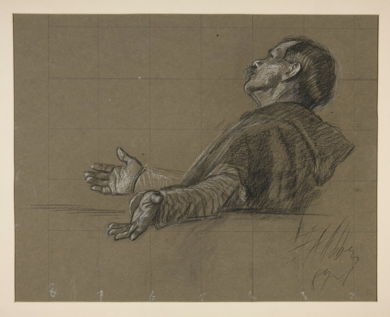 Estudio de una figura con túnica, para la serie de murales The Quest of the Holy Grail en la Biblioteca Pública de Boston de Edwin Austin Abbey