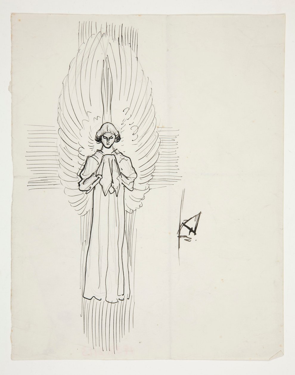 Estudio de un ángel, para La búsqueda del Santo Grial (serie de quince pinturas para la Biblioteca Pública de Boston, completada en 1901) de Edwin Austin Abbey