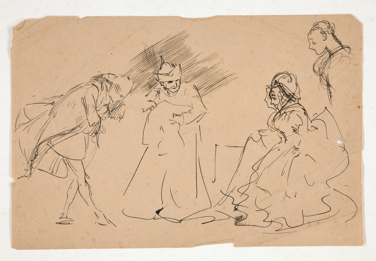 Estudio de una escena del siglo XVIII, posiblemente de Edwin Austin Abbey