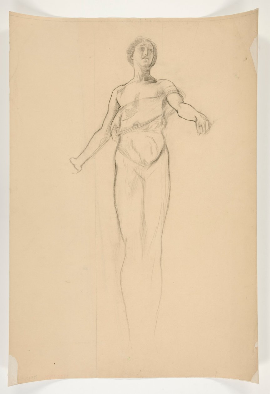 Estudio de una figura femenina alegórica para mural en el edificio del capitolio estatal en Harrisburg, Pensilvania, 1902-1911 (completado por John Singer Sargent) de Edwin Austin Abbey