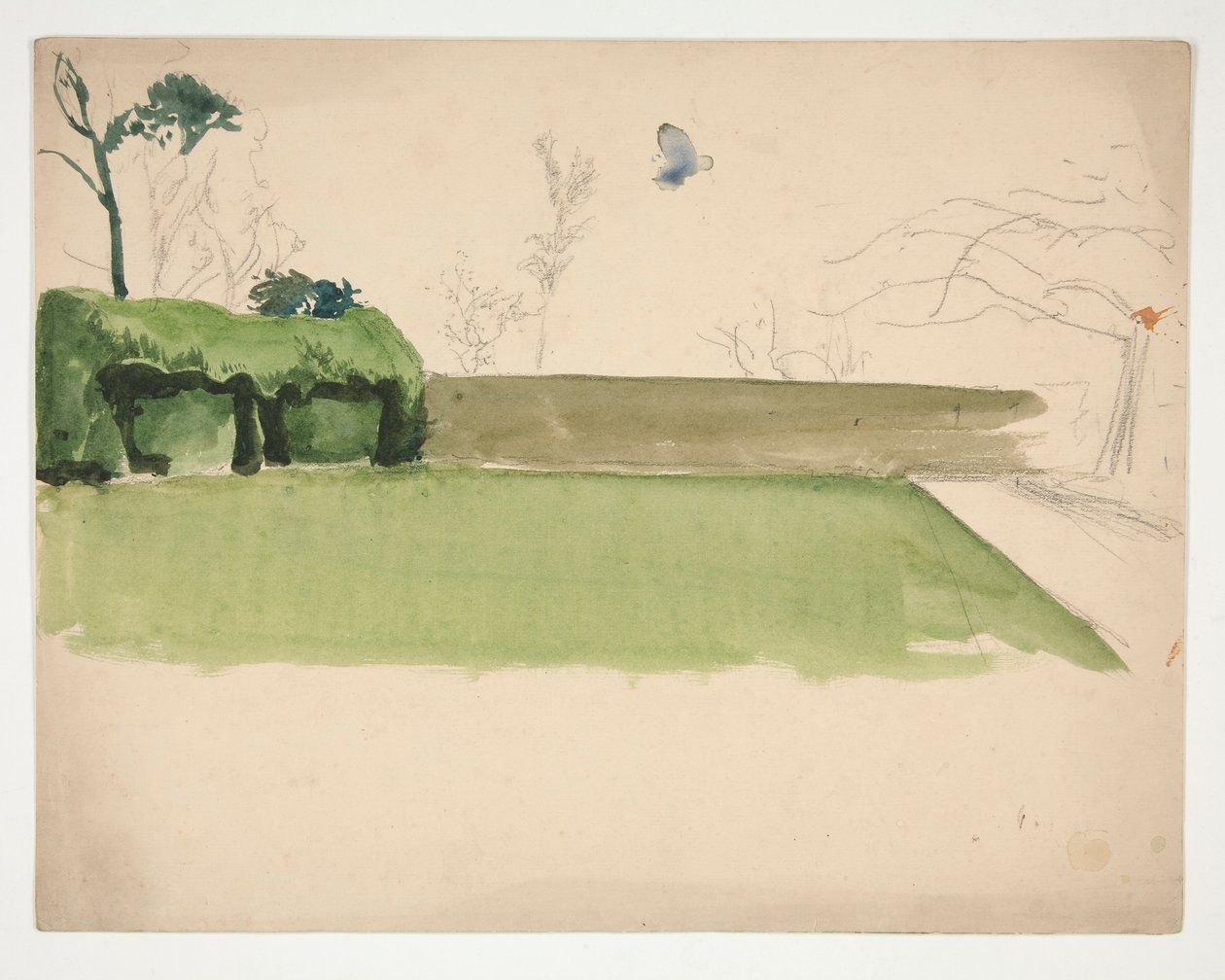 Estudio de un césped y jardín cerrado de Edwin Austin Abbey