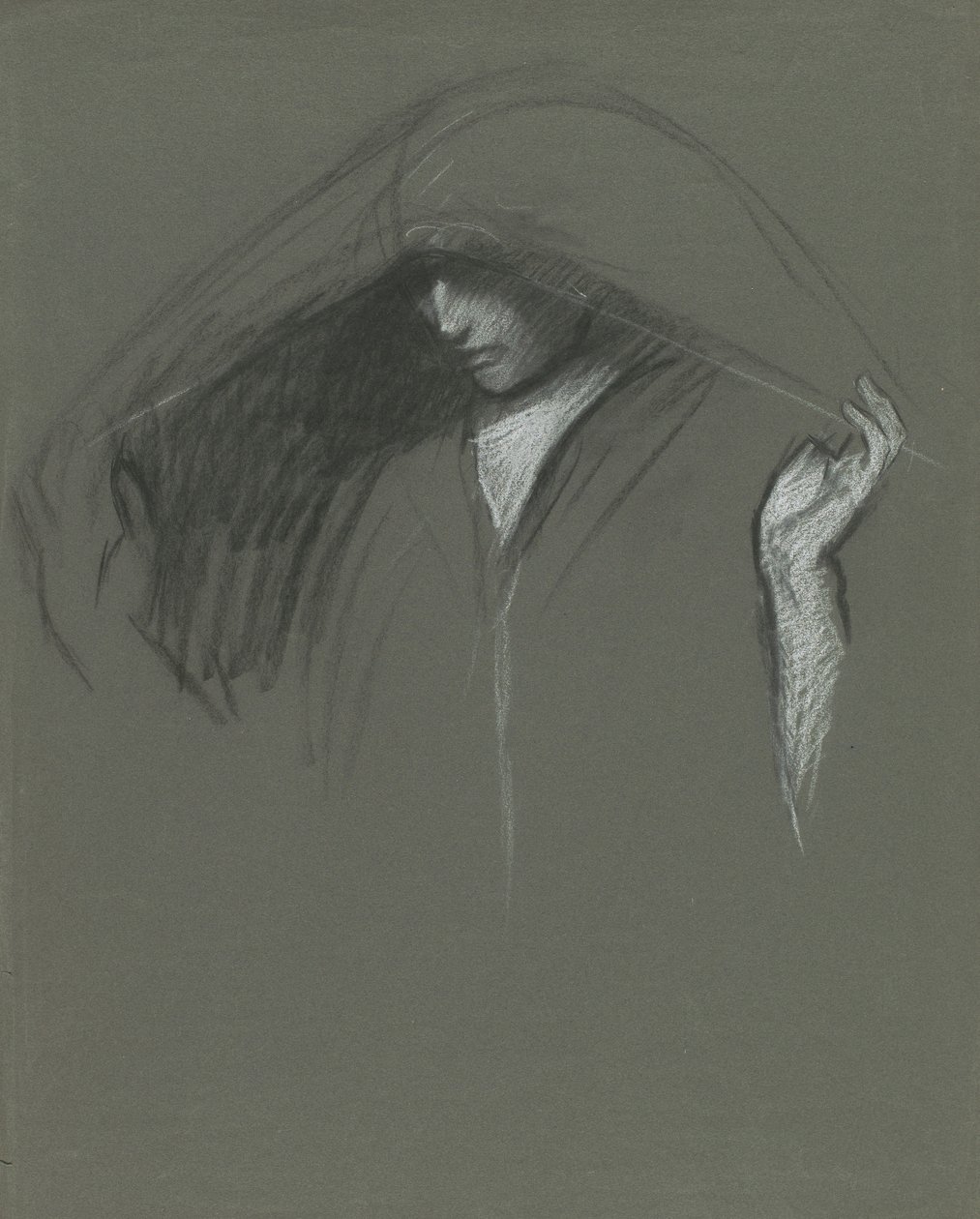 Estudio de cabeza drapeada de de Edwin Austin Abbey