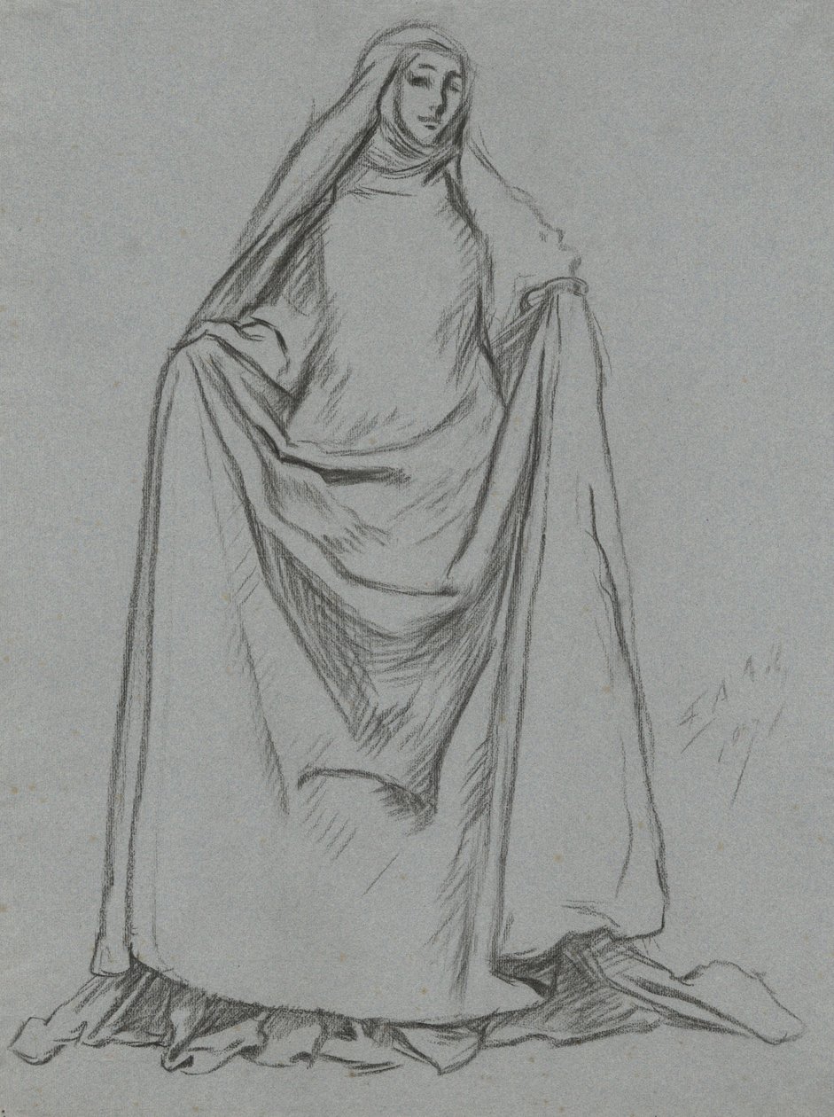 Estudio de figura femenina (verso: figura masculina) de Edwin Austin Abbey
