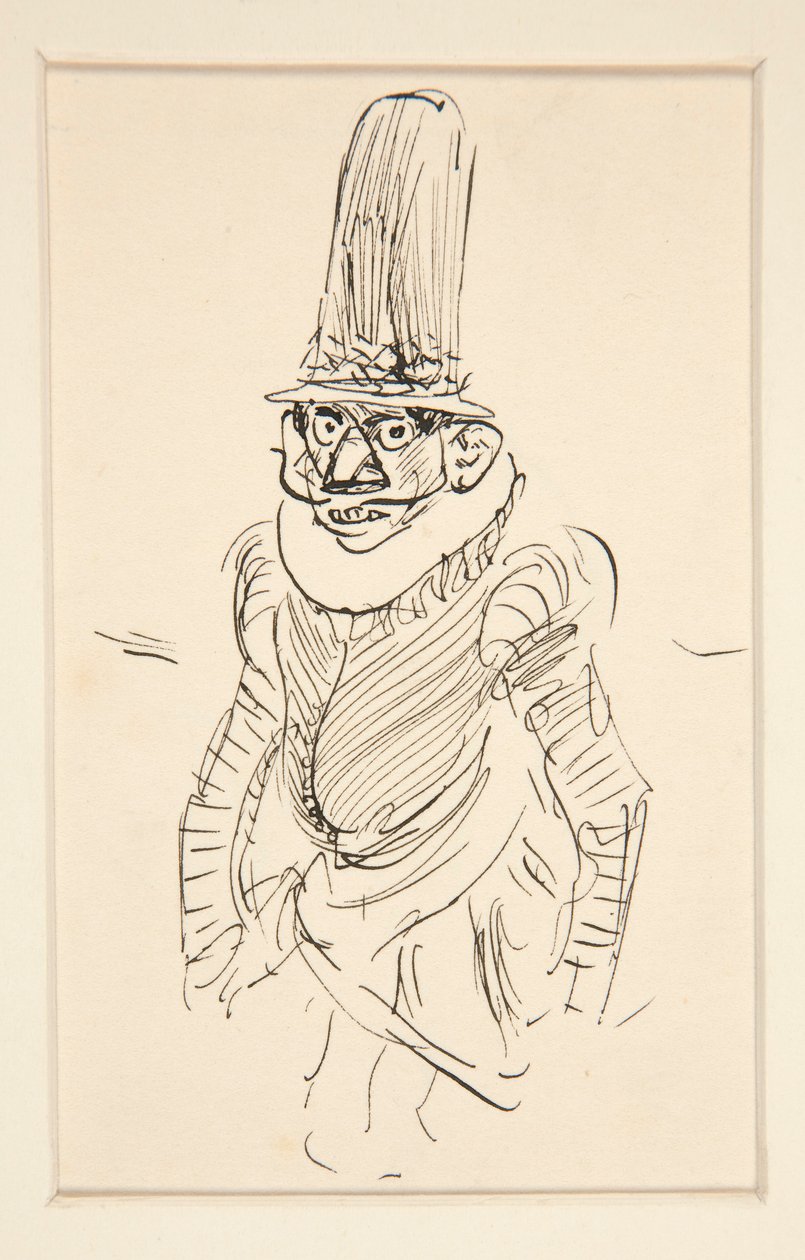 Estudio de hombre con traje del siglo XV, posiblemente una caricatura de la época de de Edwin Austin Abbey