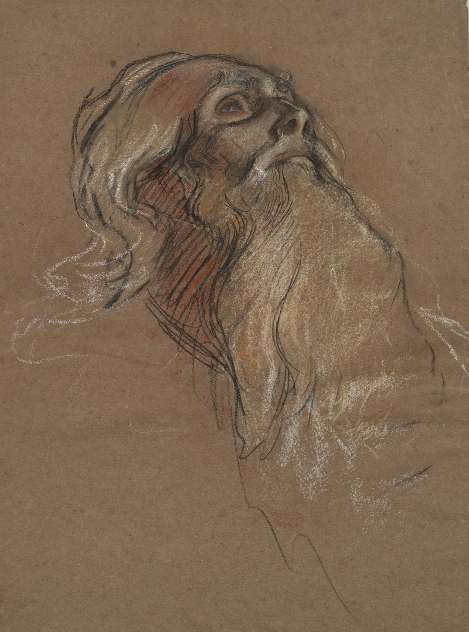 Estudio de la cabeza del rey Amfortas, para de Edwin Austin Abbey