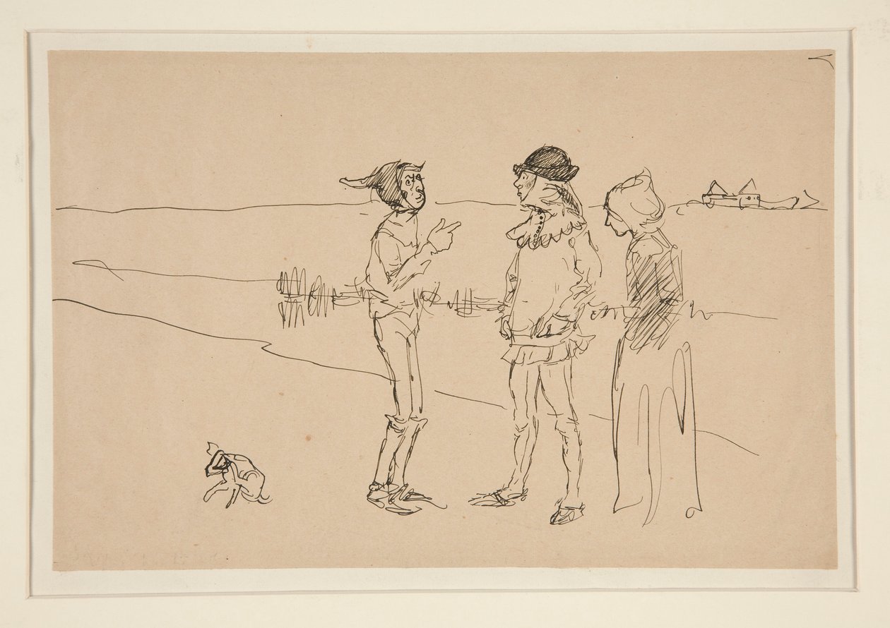 Estudio de dos hombres, una mujer y un perro, de Love de Edwin Austin Abbey