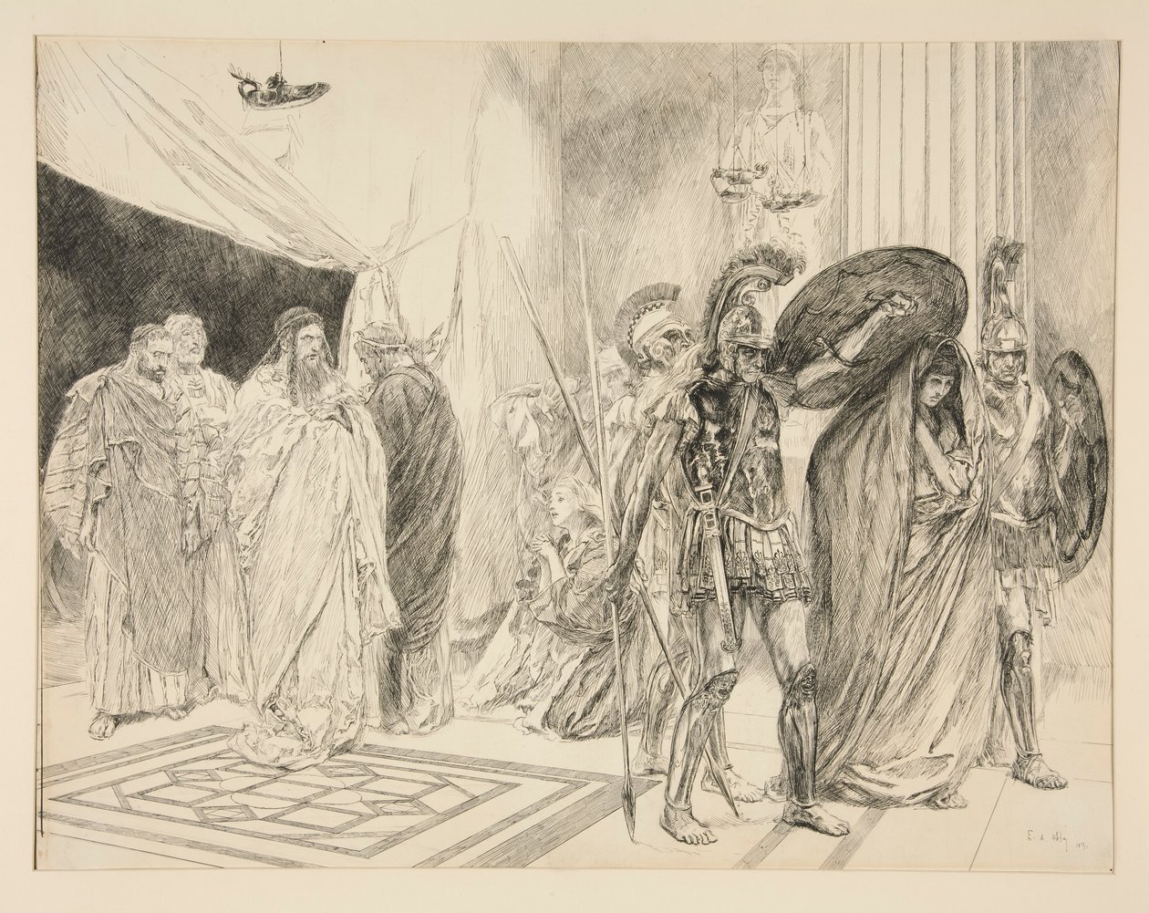 El encarcelamiento de la reina - Acto II, Escena I, El invierno de Edwin Austin Abbey