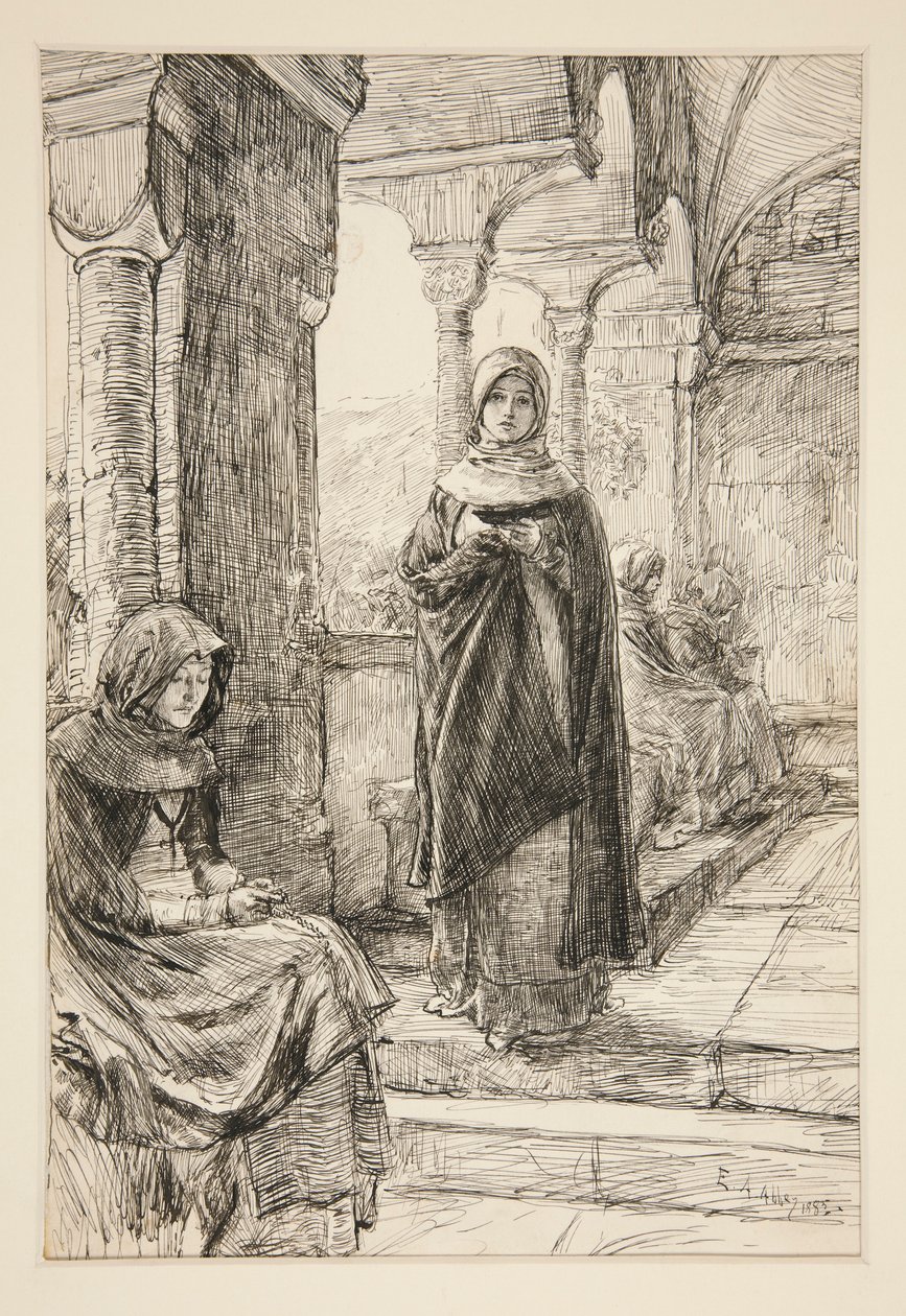 Dos figuras femeninas en el claustro, de El claustro de Edwin Austin Abbey