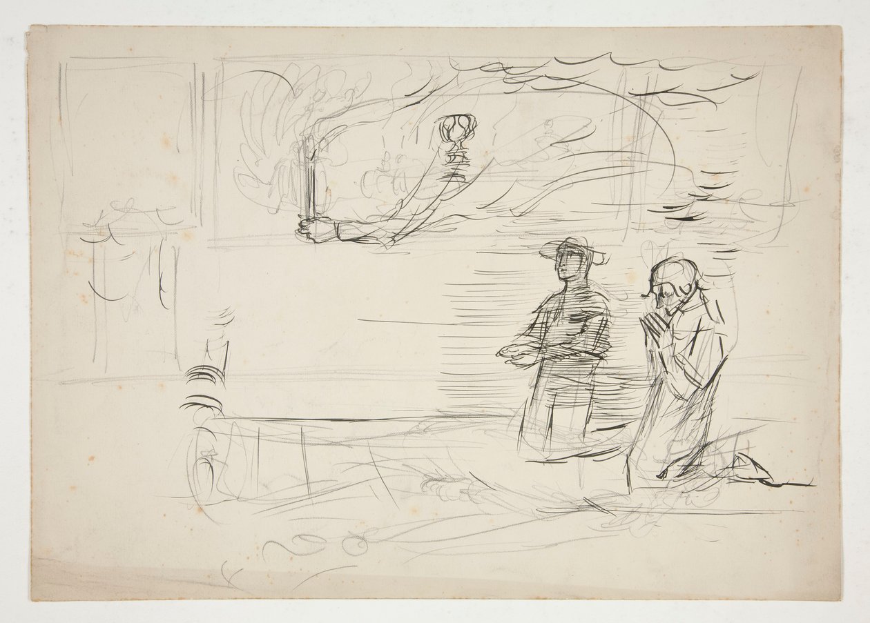 Dos figuras rezando: estudio para de Edwin Austin Abbey