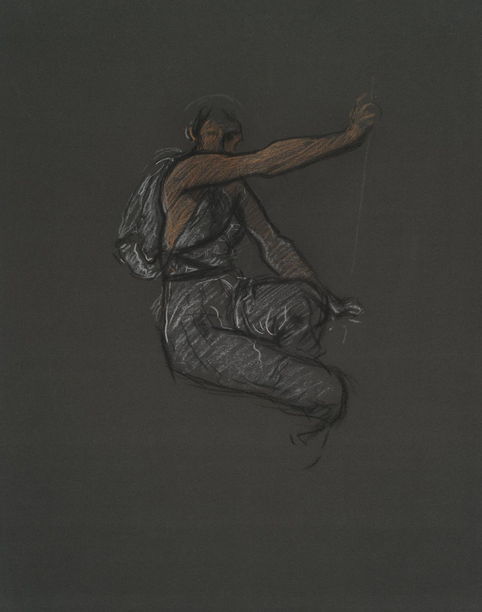 Estudio de figura no identificada para proyecto mural en el edificio del capitolio del estado de Pensilvania, Harrisburg, 1902-1911 de Edwin Austin Abbey