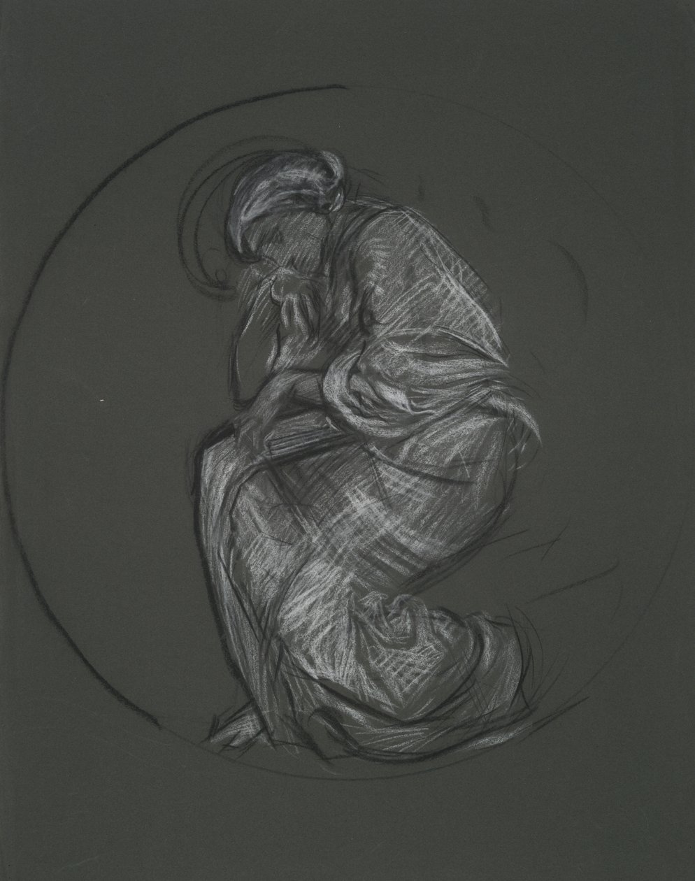 Estudio de figura no identificada para proyecto mural en el edificio del capitolio del estado de Pensilvania, Harrisburg, 1902-1911 de Edwin Austin Abbey