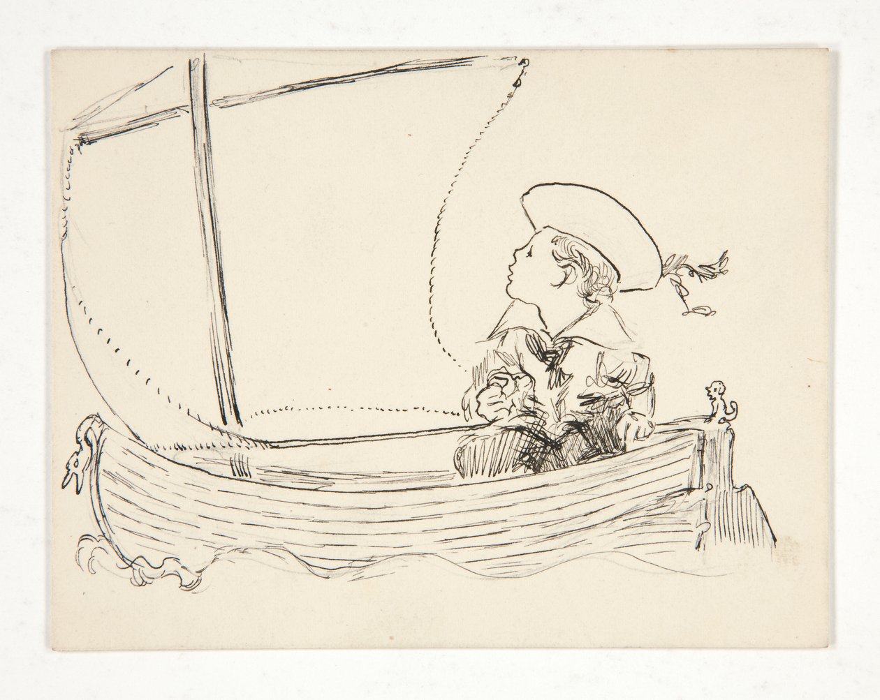Ilustración no identificada [Niño en un bote pequeño] de Edwin Austin Abbey