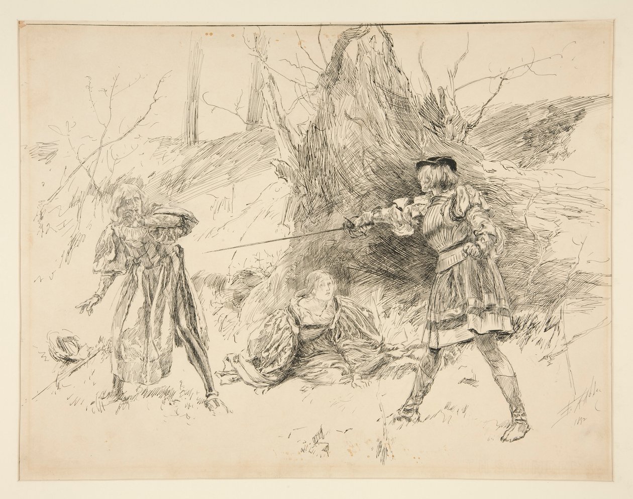 Valentine rescata a Sylvia, del Acto V, Escena IV, Dos caballeros de Verona de Edwin Austin Abbey